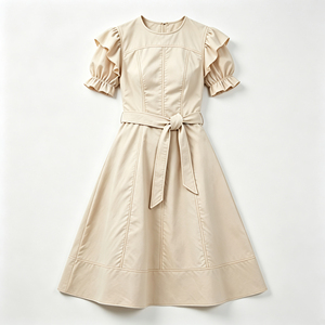 Womens <b>Dress</b> Elegant Summer <b>Dress</b> Short Sleeve Midi <b>Dress</b> With Belt Casual <b>Dresses</b> For Women Ladies Fashion Clothes - Product Image 1
