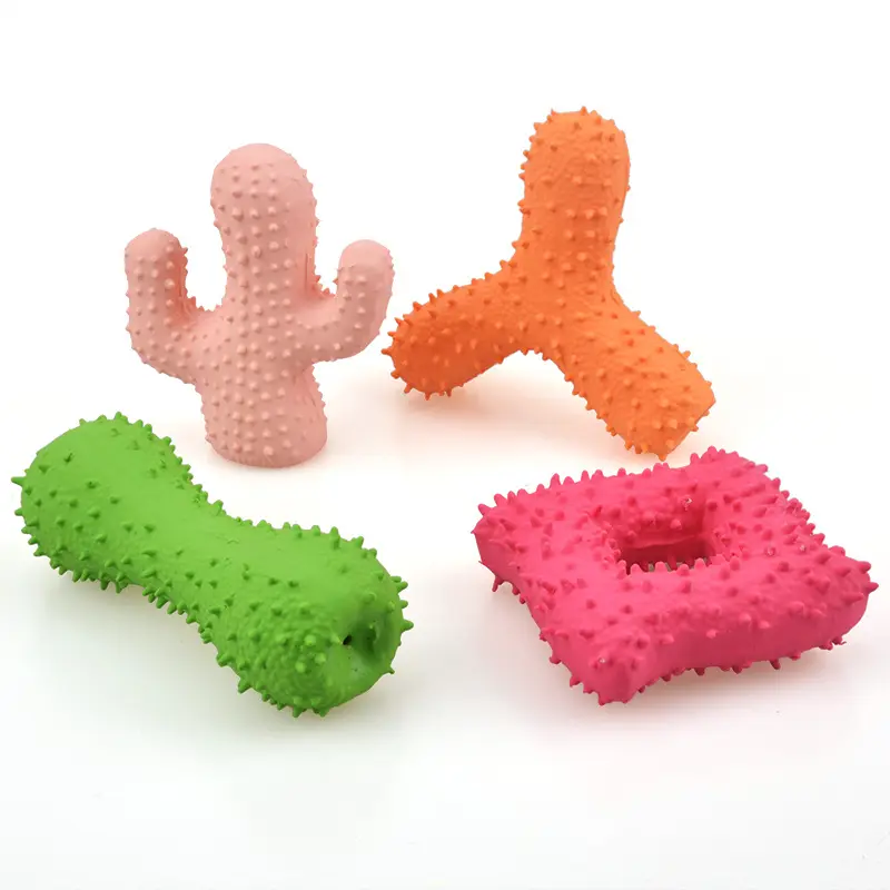 Küçük dikenler ile yeni pet lateks oyuncak bite dayanıklı temiz diş kemik kare şekli lateks vokal köpek oyuncaklar