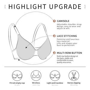 Intiflower V210603ลดกระหน่ำบราปรับขนาดได้, ชุดชั้นในลูกไม้เซ็กซี่บราไร้สายและ traceless บางเฉียบ - Product Image 6