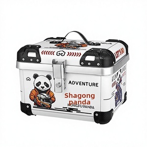 45LABS ABS 45L Baúl Trasero Redondeado Retro para Motocicleta y Vehículo Eléctrico con Capacidad para Casco Completo, Diseño Kung <span class=keywords><strong>Fu</strong></span> Panda - Product Image 1
