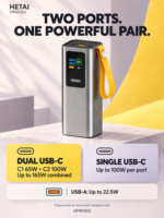 Batterie externe portable Li-Polymère haute capacité 30000mAh, charge rapide 165W, double sortie USB-C 2-en-1, écran TFT, lampe torche LED