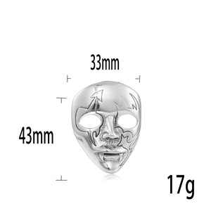 Pendentif masque en acier inoxydable, design géométrique, collier unisexe pour hommes et femmes - Product Image 3