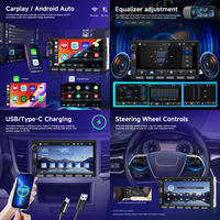 Lecteur MP5 de voiture Podofo double DIN 7 pouces, autoradio, radio de voiture, CarPlay/Android Auto sans fil, USB, égaliseur, type-C, touches de piano, vente en gros OEM ODM