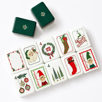 Juego de Mahjong Navideño con Diseño de Santa Claus y Duendes, 160 Piezas, Acrílico Ecológico, Lujoso, Regalo Festivo para Fiestas en Casa