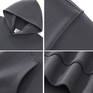 Men's Cotton French Terry Boxy Fit Pullover <b>Hoodie</b> Custom Logo Drop Shoulder Design Dtg Print Streetwear Style Solid Bulk Hooded - Product Image 4