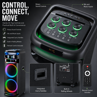 Speaker Karaoke Party HANSUO HS-TD1299 12 Inch dengan Output 100W, Tweeter, Dua Mikrofon Nirkabel VHF, dan Remote Control