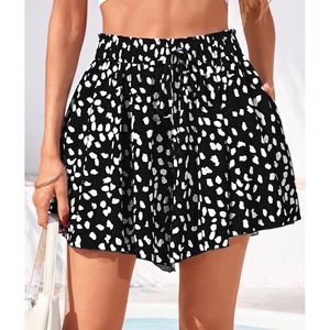 Shorts Fluidos para Mujer FOXA, Cintura Alta, Pierna Ancha, Estampado con Volantes, Chifón, Shorts Casuales de Playa para Verano - Product Image 2