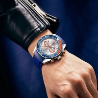 MF0426G jam tangan kronograf pria, arloji balap olahraga antik modis silikon tahan air