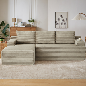 L-Shaped Sectional <b>Sofa</b> Set with Deep Seat Modular Sleeper No Assembly Required Upholstered Washable for Living Room <b>Hotel</b> Villa - Product Image 2