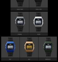Montre numérique LED Skmei 1412 pas chère, chronographe, petite, étanche 50m, bracelet en PU, vente en gros, pour femmes et hommes