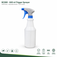 Bouteille pulvérisatrice commerciale 600 ml en PEHD avec jet réglable pour nettoyage, vente en gros