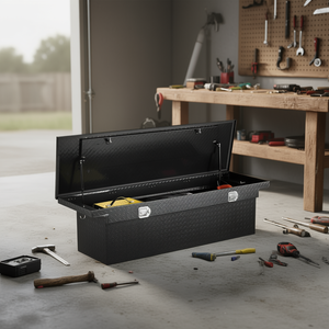 Caja de herramientas de aluminio tipo crossover de 69x20x14 pulgadas, resistente, impermeable, para almacenamiento en garaje, con asas laterales. - Product Image 2