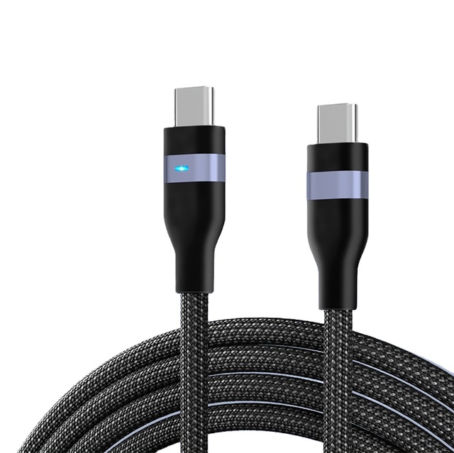 High Quality PD 240W 60W USB C USB C LED Fast Nylon Braided Cable 48V 5A USB-C Charger for Samsung iPhone Laptop IOS Computers