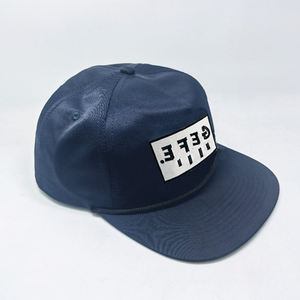 Wholesale Custom 5 Panel Rope Sport <b>Hat</b> High Quality <b>Navy</b> Polyester Woven Patch Logo Snapback Unisex Quick Dry Baseball Cap - Product Image 3