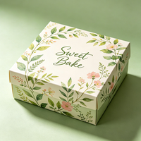 Boîte à pâtisserie personnalisée, portable, pliable, imprimée, pour plantes et fleurs, haut de gamme, minimaliste, pour gâteaux bio, pizzas, tartes aux œufs, avec ouverture à fenêtre