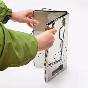 Parrilla Plegable de Acero Inoxidable para Barbacoa al Aire Libre, Estilo Coreano, Portátil, con Encendedor de Carbón, Color Plateado - Product Image 4