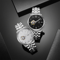 Montre mécanique automatique squelette de luxe pour homme, en acier inoxydable, étanche, avec logo personnalisé, montres de business