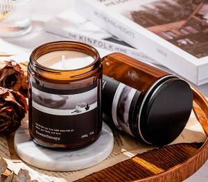 Velas aromáticas de soja de vidrio ámbar vintage a granel con tapa de hilo negro, estilo Dark Academia Wabi Sabi, decoración para el hogar, las mejores para ventanas. - Product Image 2