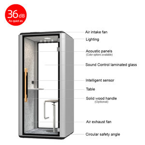 Cabine <span class=keywords><strong>téléphonique</strong></span> insonorisée avec système de ventilation, cabine acoustique pour bureaux et studios d'enregistrement - Product Image 2