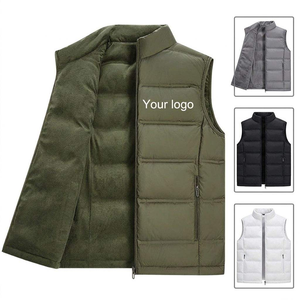 Custom <b>Men's</b> Stand Collar Puffer <b>Vest</b> Solid Color Zipper Front Windproof Casual Outerwear 100% Polyester Autumn Wear - Product Image 5