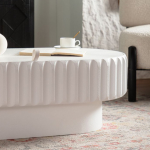 โต๊ะกาแฟทรงกลมสีครีมขาว ดีไซน์ทันสมัย แข็งแรงทนทาน พร้อมฝาปิดแบบยกได้ ทำจากไม้อัดเอ็มดีเอฟ เหมาะสำหรับห้องนั่งเล่น - Product Image 4