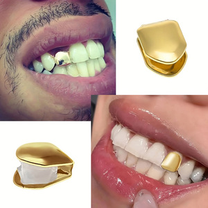 Grillz Dorado de un Solo Diente para Fiesta, Decoración Dental de Moda Hip Hop, Diseño Geométrico Unisex 1G-06 - Product Image 1