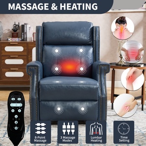 Cuir synthétique ciré bleu Manuel 155 °   <span class=keywords><strong>Fauteuil</strong></span> inclinable avec massage et chaleur, sans outils, robuste - Product Image 2