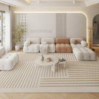 Tapis de luxe grand format beige moderne nordique imperméable et résistant aux taches pour salon et chambre à coucher