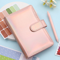 Ensemble de planificateur de budget en cuir PU holographique laser A6 avec enveloppes pour argent, carnet de notes rechargeable pour économiser de l'argent, organisateur