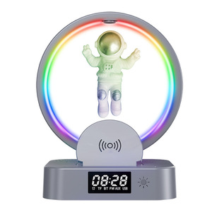 Alta calidad fuerte 5W RGB <span class=keywords><strong>LED</strong></span> levitación magnética astronauta atmósfera noche reloj despertador altavoces para actividades al aire libre - Product Image 1