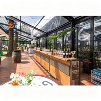 Tente Arcum moderne avec toit transparent en PVC, parois latérales en verre, structure en aluminium, imperméable, pour mariage, exposition, salon professionnel, extérieur