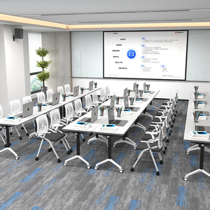 Ensemble combiné de table et de chaise pliables multifonctionnelles pour salle de conférence, cours de formation, bureau, réunion - Product Image 4