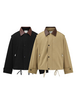 Blouson Bomber Homme Personnalisé CJ – Manteau Utilitaire Vintage Taille Haute Effet Vieilli Col Rabattu Boutons Réversibles Printemps