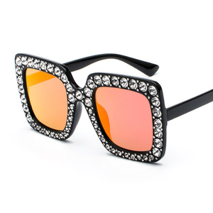 Maidis Square <b>Large</b> <b>Frame</b> Sunglasses Black Diamond Encrusted UV400 Women Fashionable Style - Product Image 5