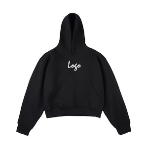 Sudadera con capucha de algodón grueso de corte holgado, estilo French Terry, con hombros caídos personalizados y dobladillo acanalado, para hombre - Product Image 3