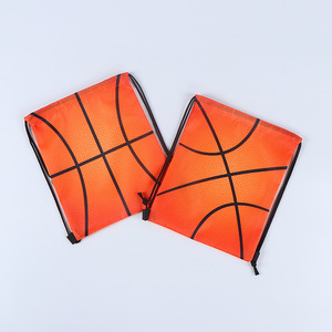 Children's Basketball <b>Drawstring</b> <b>Backpack</b> Orange Sport Bag For Outdoor Activities Unisex Convenient Design - Product Image 2