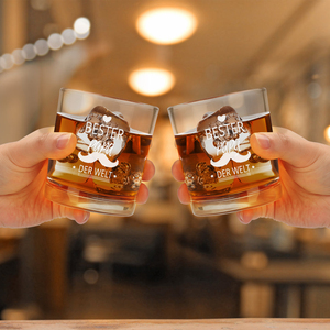 Vaso de Whisky Personalizado de 10.3oz con la Frase 'Bester Papa Der Welt', Regalo para el Día del Padre, Vaso Old-Fashioned para Papá - Product Image 3