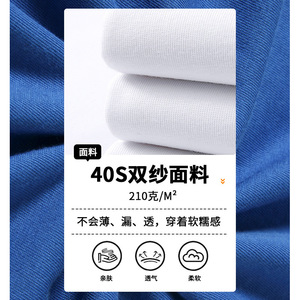 Men's Pure Cotton T-Shirt 210g 40-Count Double Yarn Round Neck Short Sleeve Heavyweight Breathable Leisure Wear Customizable - Product Image 2