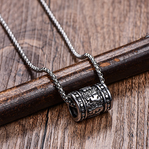 Gioielli Vintage in acciaio inossidabile sei personaggi verità religione buddhismo collana pendente per uomini e ragazzi - Product Image 2