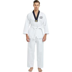 Uniforme de Taekwondo Estilo WTF Personalizado 2025 para Niños y Adultos, Dobok de TKD con Logotipo Impreso y Cinturón para Traje de Entrenamiento de Artes Marciales - Product Image 5