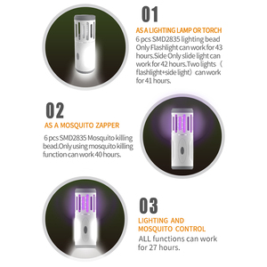 Linterna LED portátil para acampar al aire libre, Lámpara electrónica para matar insectos y mosquitos para cocina interior, batería de resorte para oficina - Product Image 3