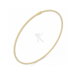 Modern Bar Set Round Cut Diamond Tennis Necklace In Solid Gold, Continuous Diamond Choker Sleek Elegant Women's Luxury Necklace - Product Image 2