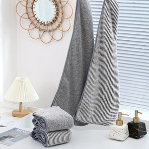 Bamboo Charcoal Fiber Hair Drying Cap Striped 25x652cm Quick Dry Home Use <b>Towel</b> Head <b>Wrap</b> - Product Image 2