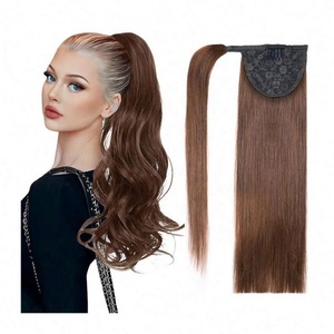 Queue de cheval longue très demandée, en cheveux humains brésiliens Remy de grade 9A, à enrouler, brun blond, cuticule vierge - Product Image 1