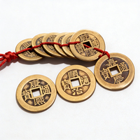 Monedas de los Cinco Emperadores, Amuleto de la Suerte, Moneda Antigua, Nudo Chino Rojo, Colección de Monedas de Regalo, Llavero de Buena Fortuna