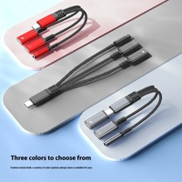 Connecteurs 4-en-1 Type-C Câble adaptateur audio numérique à charge rapide Un trois appareils USB tressés 2A Convertisseur auxiliaire pour écouteurs
