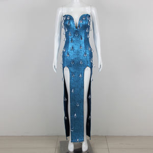 หรูหราปิดไหล่ชุดราตรีสูงผู้หญิงที่มี<span class=keywords><strong>ชุด</strong></span>อาหารค่ํา Rhinestone น้ําขนาดใหญ่ - Product Image 5