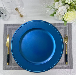 Assiettes rondes de luxe écologiques lavables de 13 pouces en plastique perlé <span class=keywords><strong>rouge</strong></span> pour mariage, traiteur, événement, fête - Product Image 3