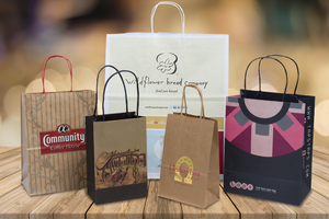 Custom Design Logo Kraft Paper Gift Shopping <b>Clothes</b> Food Takeway Bag with Handles - Product Image 2