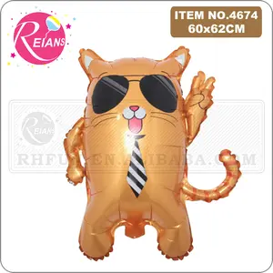 חמוד Cartoon בעלי החיים משקפי שמש חתול בלון יום הולדת קישוט ילדים צעצוע globos אירוע מסיבת תינוק מקלחת ספק קישוט